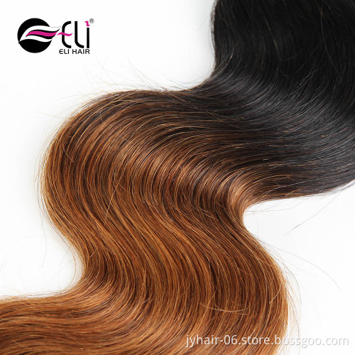 Private Label Good Feedback Directly Factory Price Two-Tone Indian Remy Human Hair Weave Double Drawn Highlighted Hair Weave